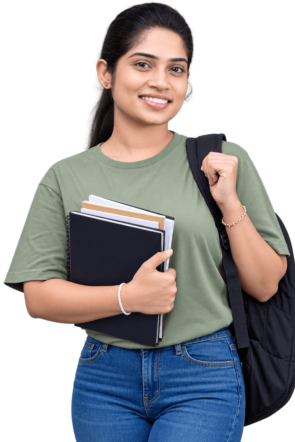 Student holding books